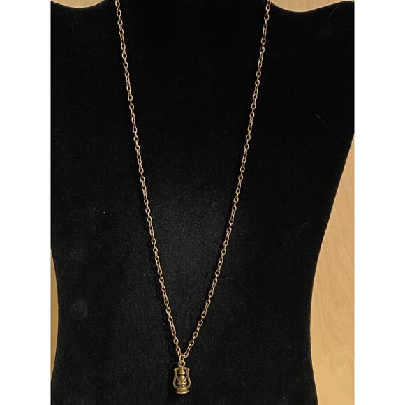 Vintage Brass Lantern Pendant Necklace - Picture 2 of 4